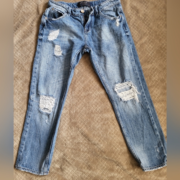 Zara Denim - Zara Heritage Demin Distressed Vintage Look Trend Brand Comfort Style Size 2